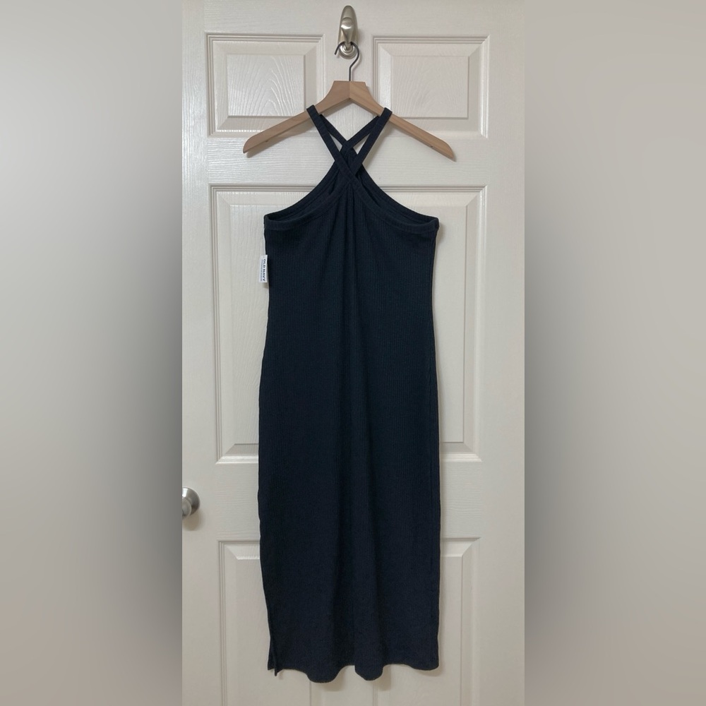 Old Navy Women’s Black Fitted Rib Knit Halter Midi Dress XL Resort Beach Summer - Picture 7 of 9